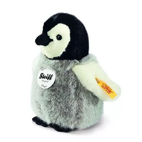 Flaps Penguin, Black, Grey & White, 6.3" by Steiff