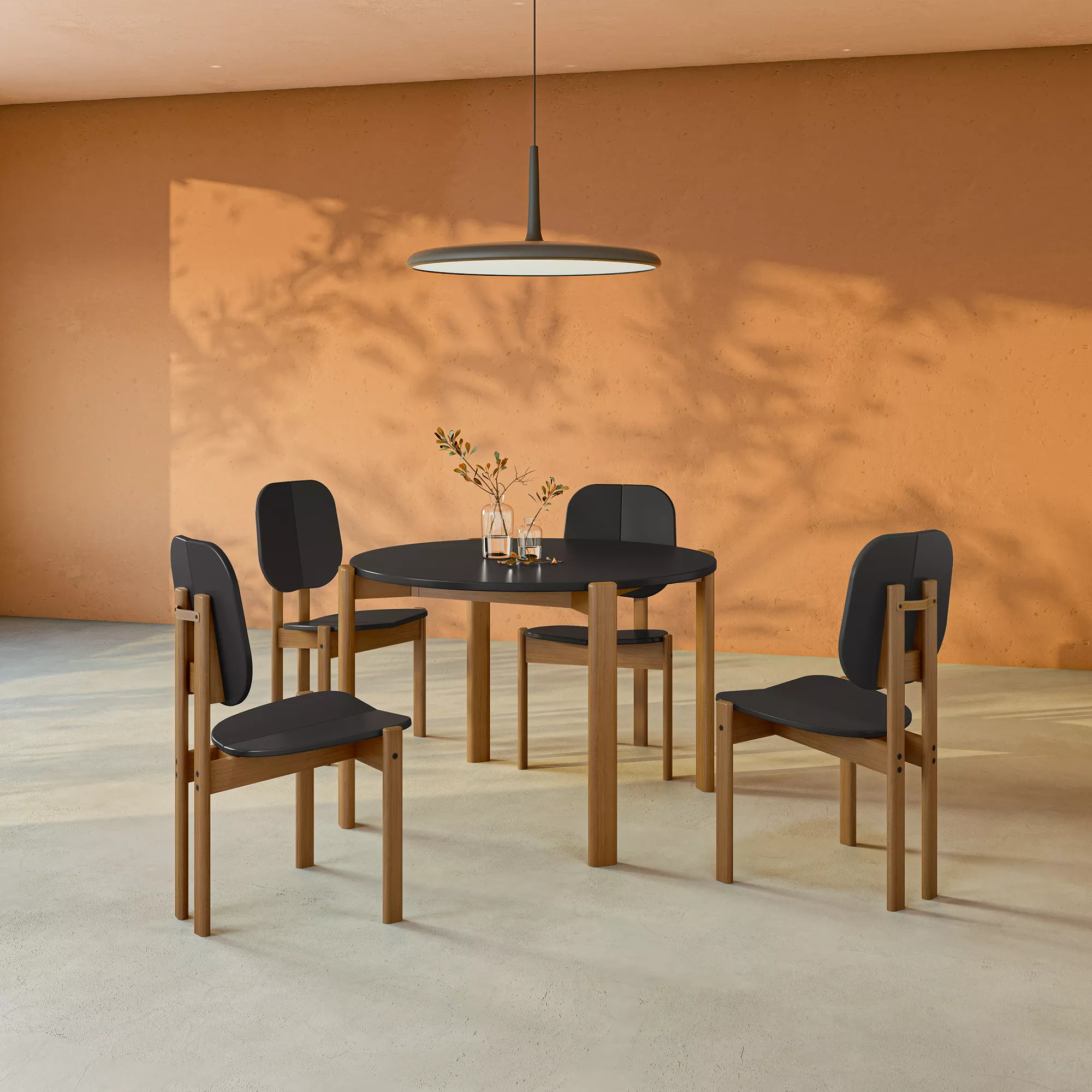 Gales Black Round Dining Set
