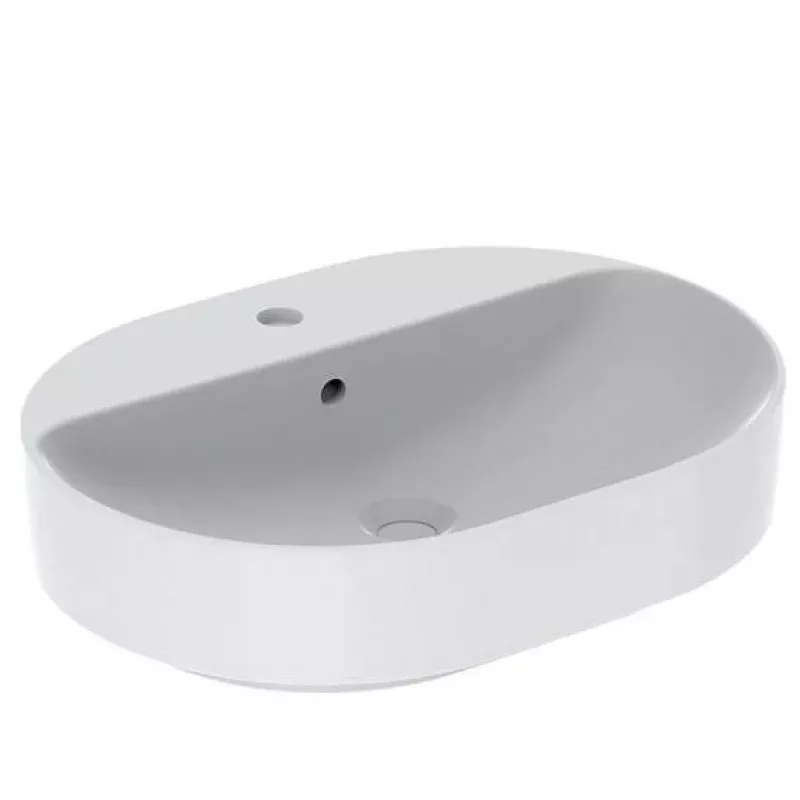 Geberit Variform Countertop Basin, Elliptical White, With Overflow