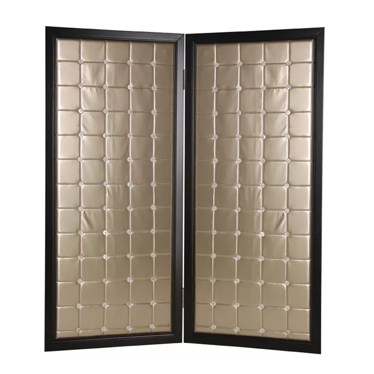 Gold Patterned Fabric Room Divider Screen - ScreenGems