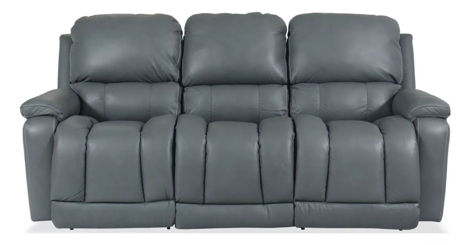 Greyson Blue Gray Leather Power Reclining Sofa with Adjustable Headrest