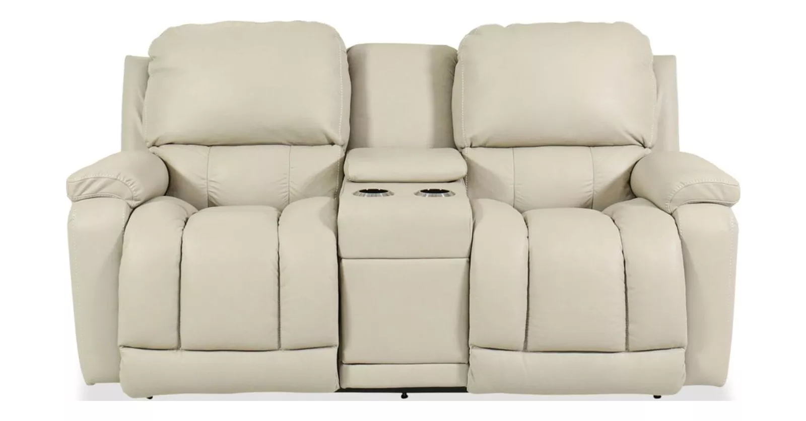 Greyson Ice Leather Power Reclining Loveseat with Adjustable Headrest & Console
