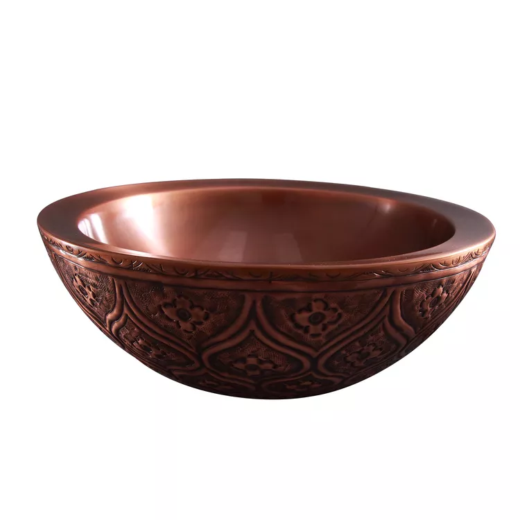 Handcrafted Embossed Copper Sink - Barclay Products