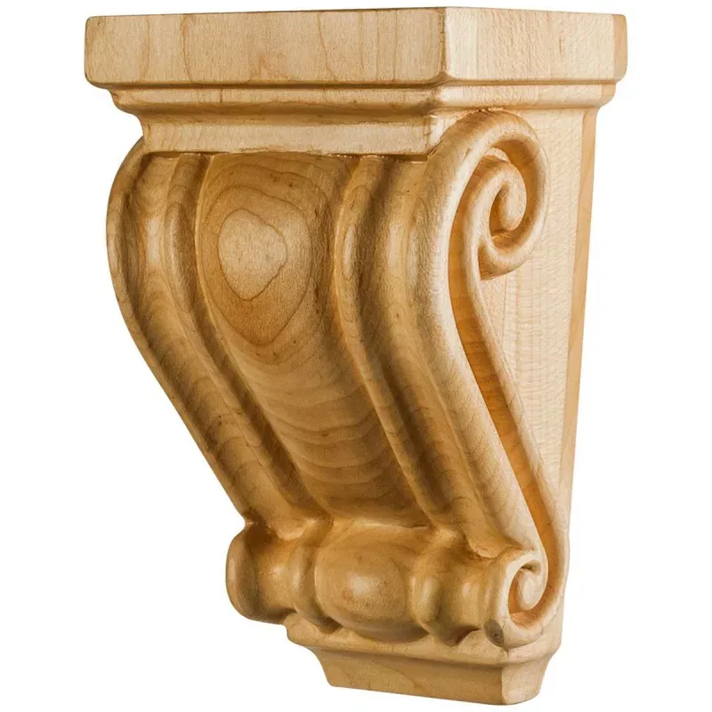 Hardware Resources 3" x 2-9/16" x 5" Hard Maple Scrolled Corbel