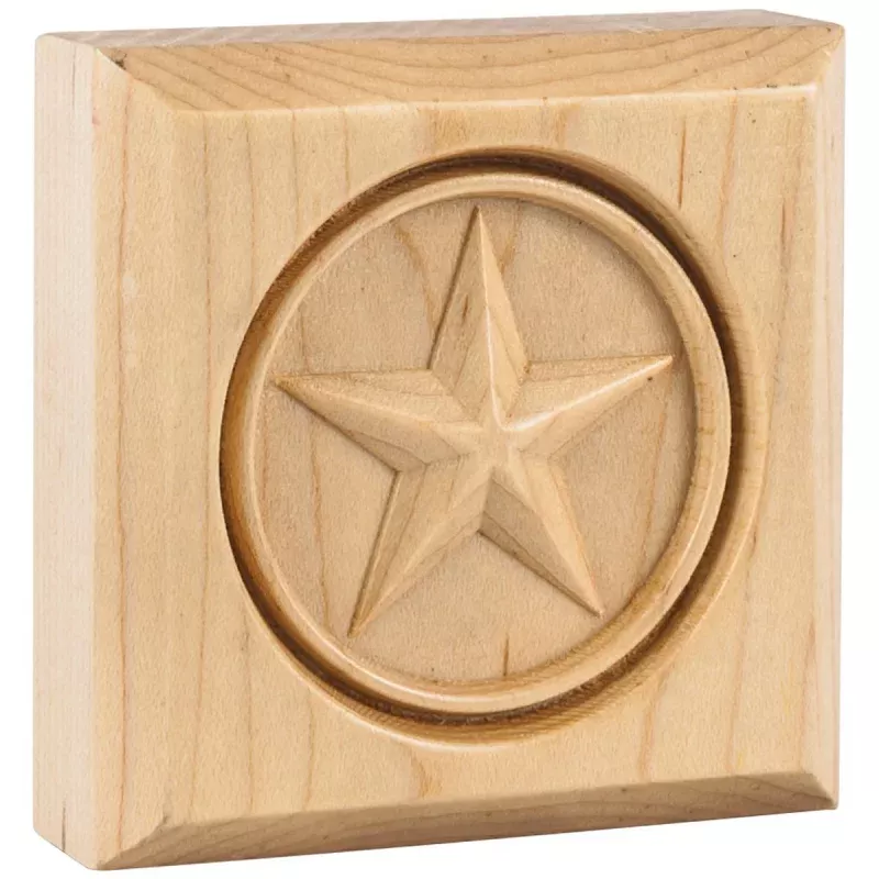 Hardware Resources 3" x 3" x 7/8" White Birch Star Rosette Moulding