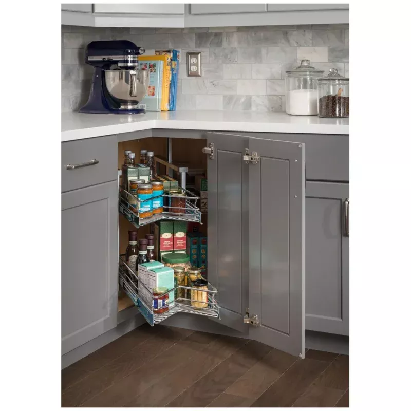Hardware Resources 30" Diameter "Easy 360 Susan" Chrome Wire Corner Organizer
