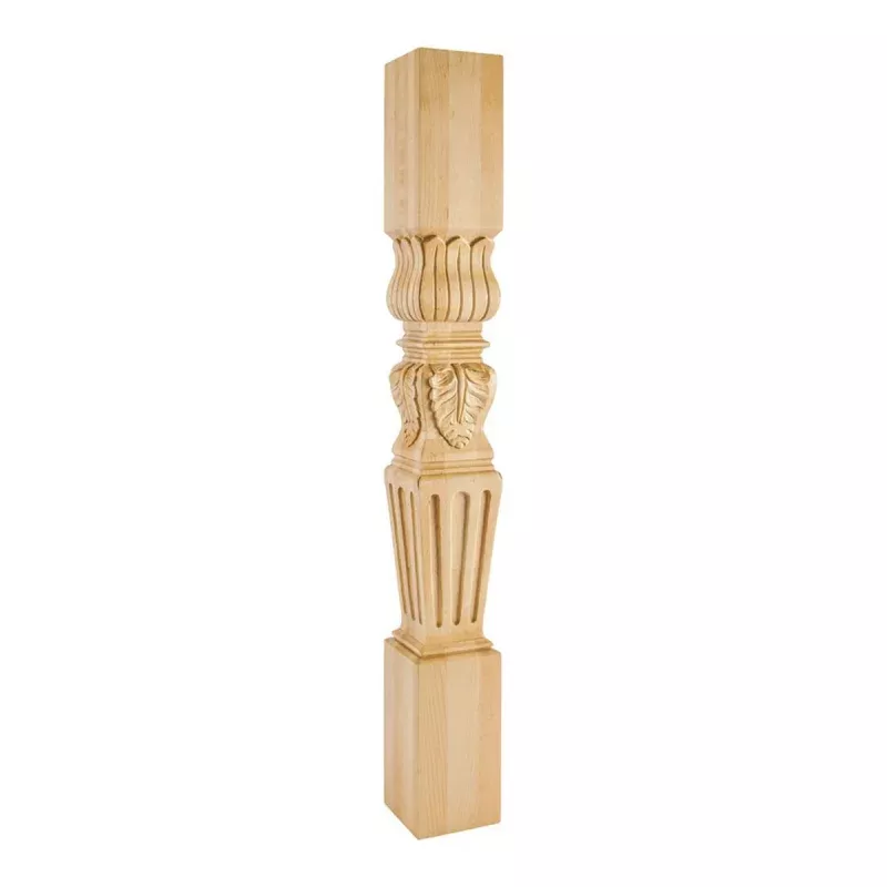 Hardware Resources 5" x 5" x 42" Alder Acanthus / Fluted Post