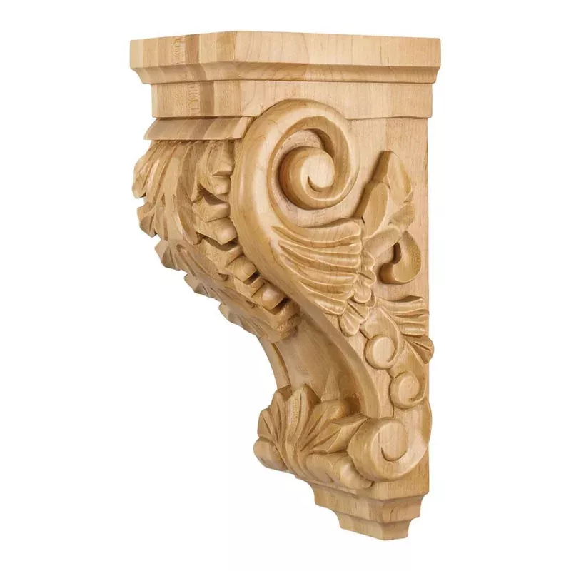Hardware Resources 5" x 7" x 14" Medium Oak Acanthus Corbel
