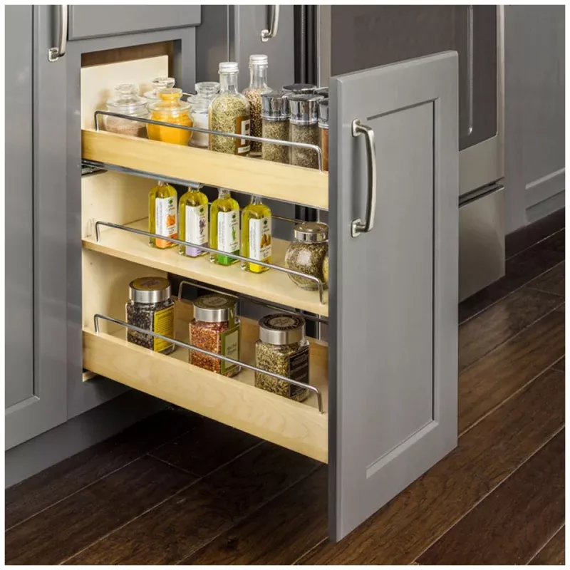 Hardware Resources "No Wiggle" Under Drawer Base Cabinet Pullout Built on Premium Soft-close Slides
