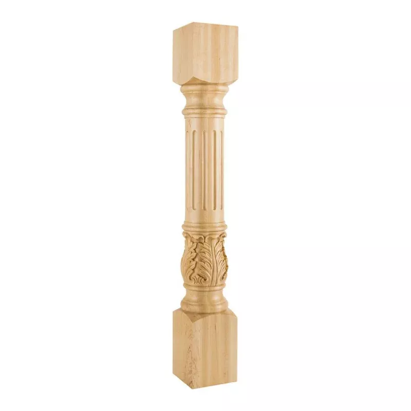 Hardware Resources Rubberwood Turned Acanthus Fluted Post