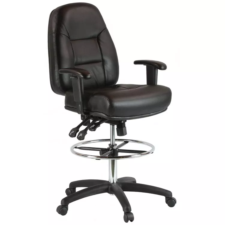 Harwick Premium Leather Drafting Chair with Arms