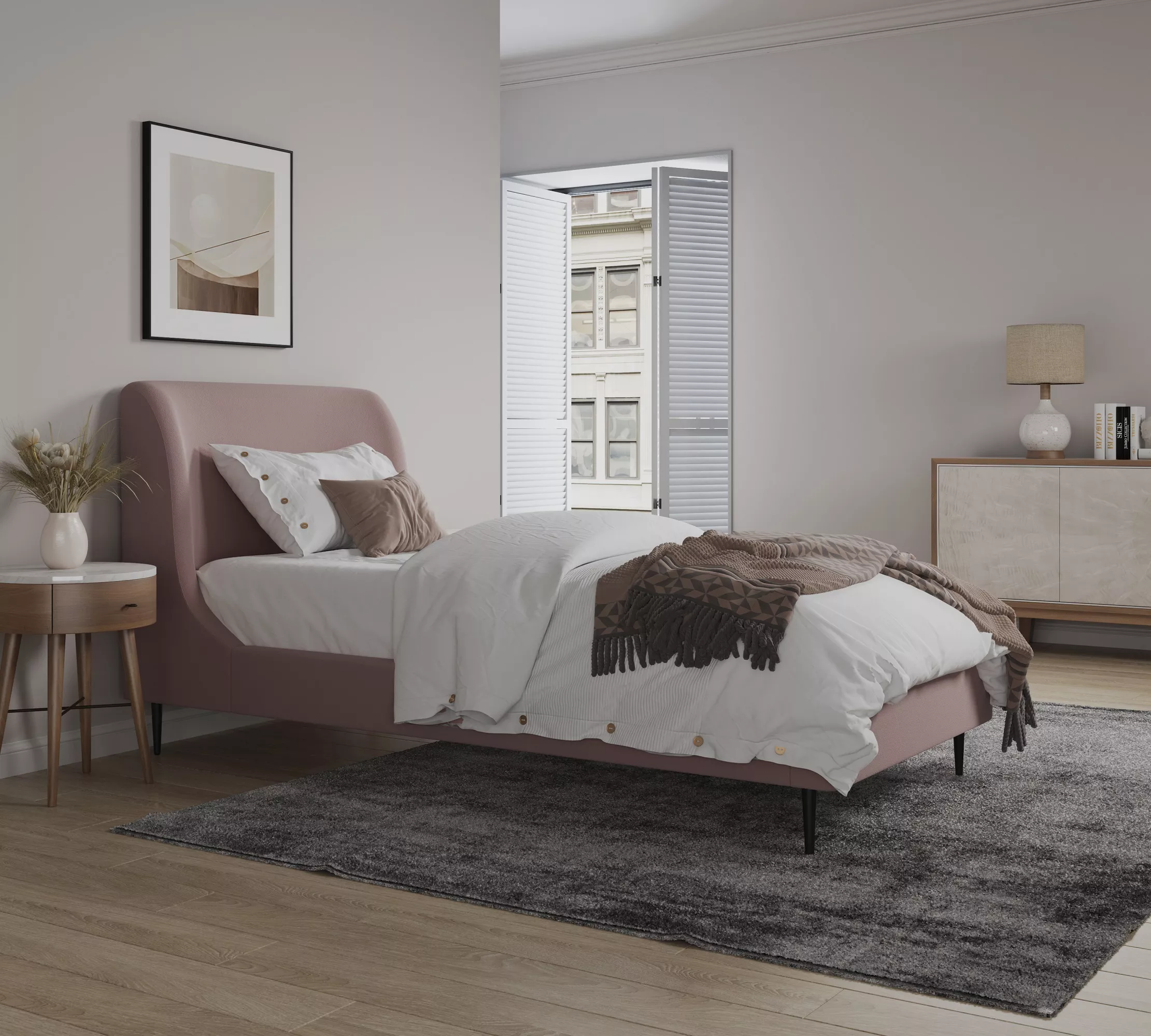 Heather Blush Twin Bed