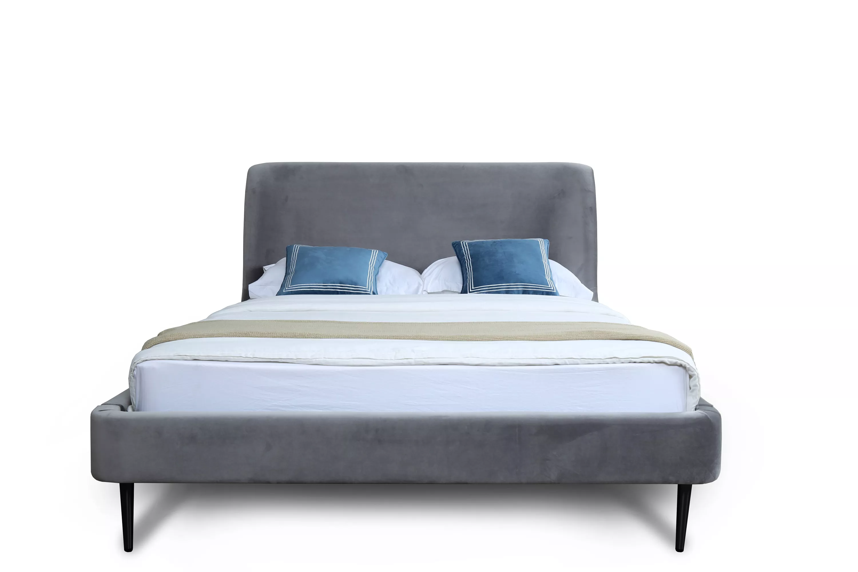 Heather Full Bed in Gray with Black Legs