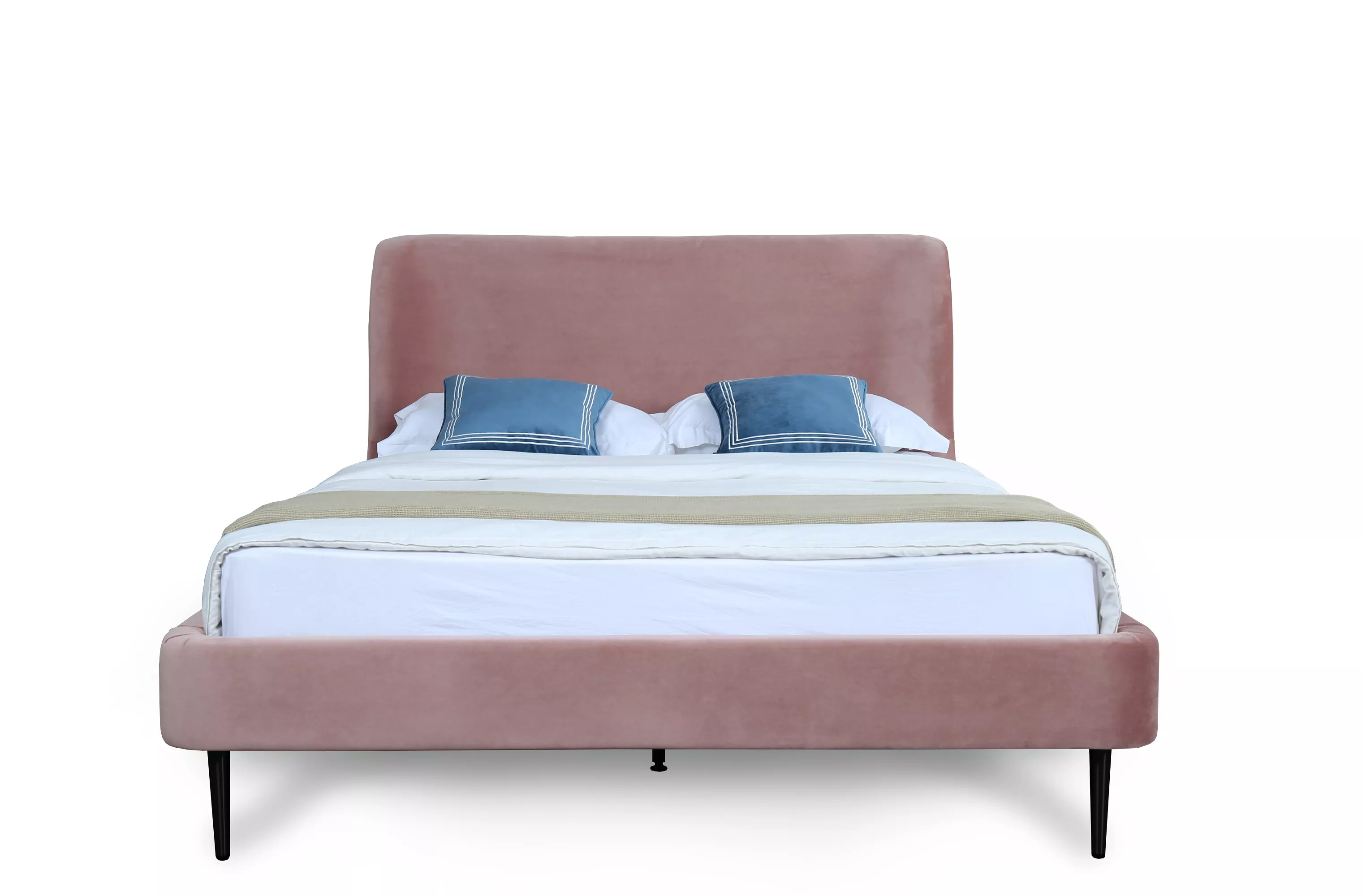 Heather Queen Bed in Blush with Black Legs