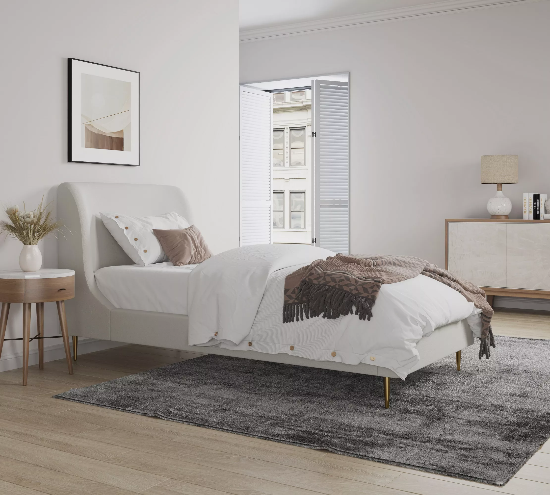 Heather Twin Bed in Cream
