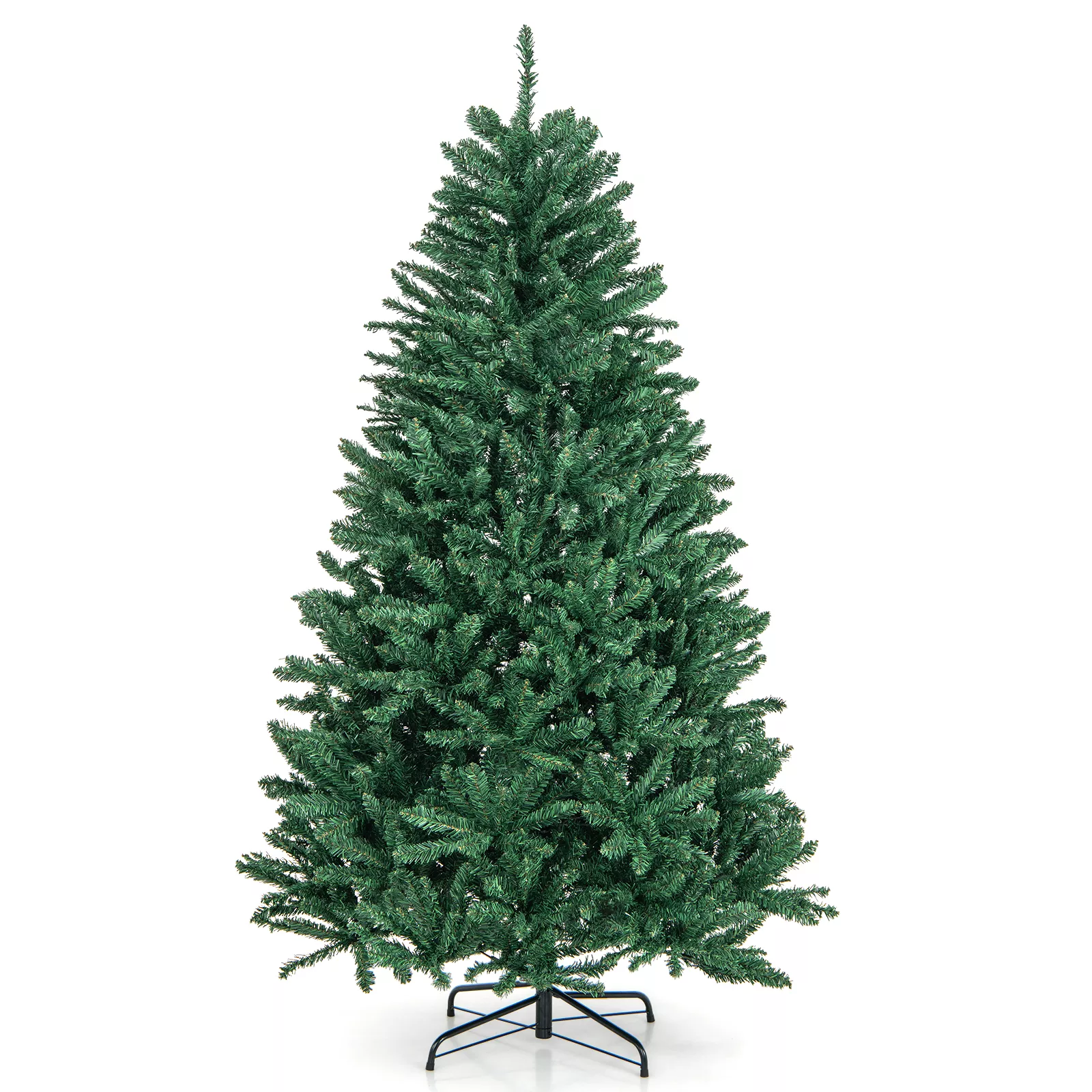 Hinged Artificial Christmas Tree with Metal Stand for Stable Display