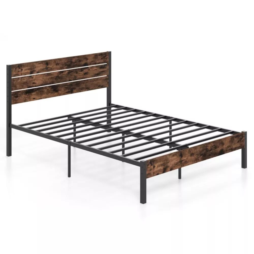 Hivvago Bed Frame with High Headboard and Mute Bar