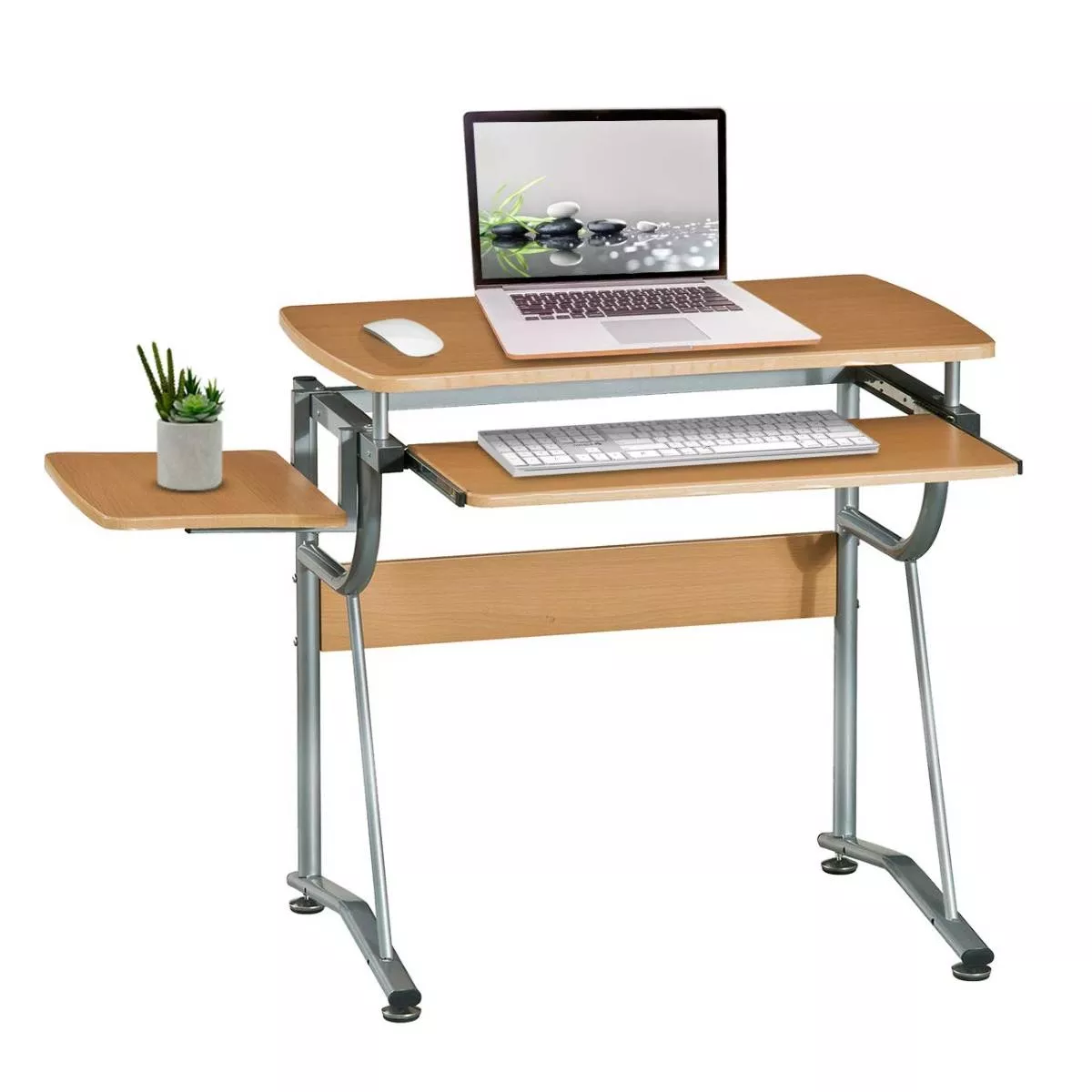 Hivvago Compact Contemporary Computer Desk in Light Cherry Finish