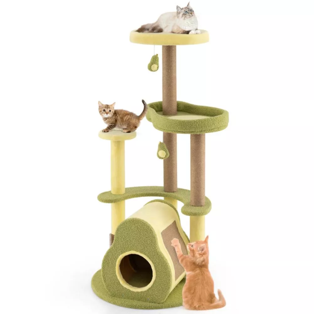 Hivvago Freestanding Multi-level Avocado Cat Tower with Private Condo