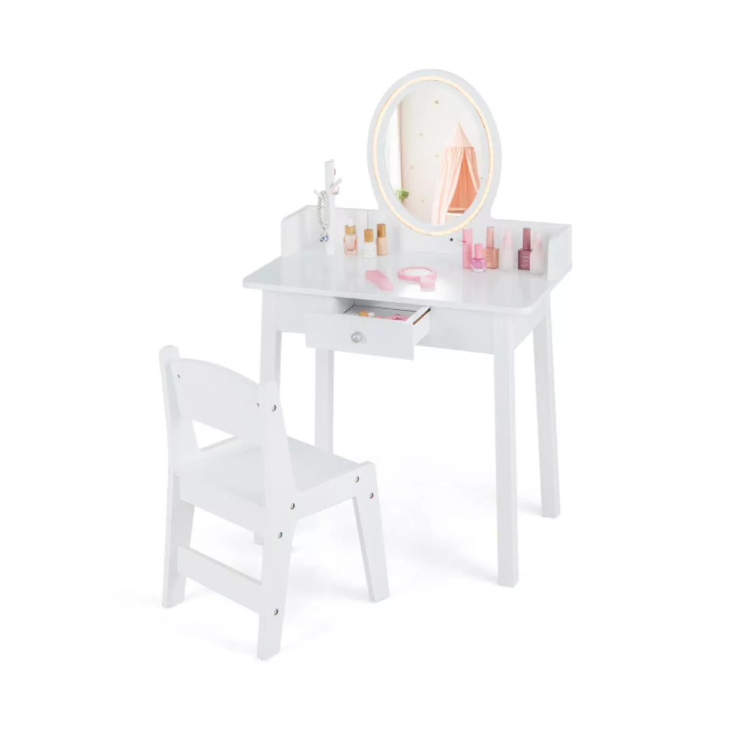 Hivvago Kids Vanity Set with Lighted Mirror