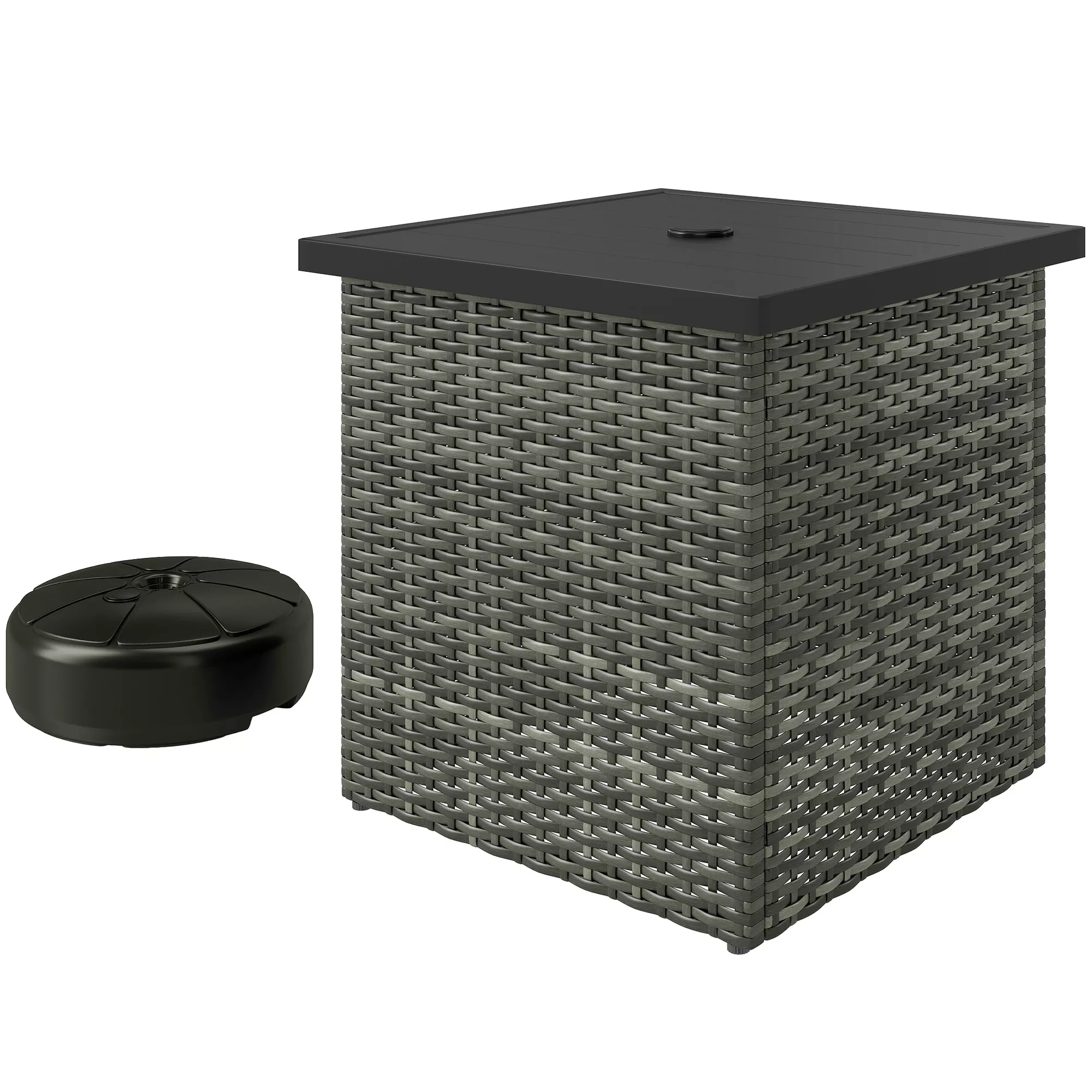 Hivvago Wicker Side Table with Umbrella Hole