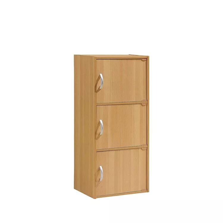 Hodedah Beech 3-Door Cabinet - Storage Organizer