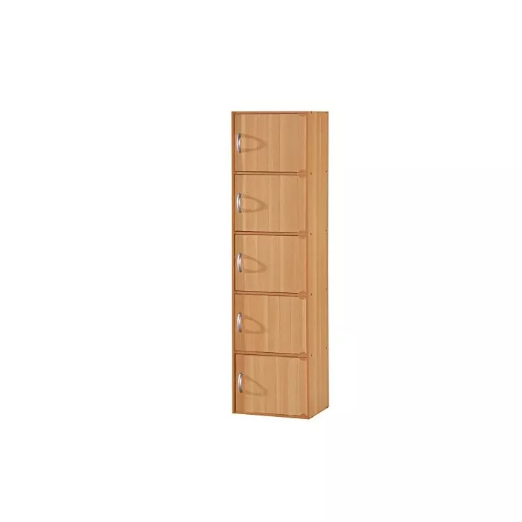 Hodedah Beech 5 Door Storage Cabinet -