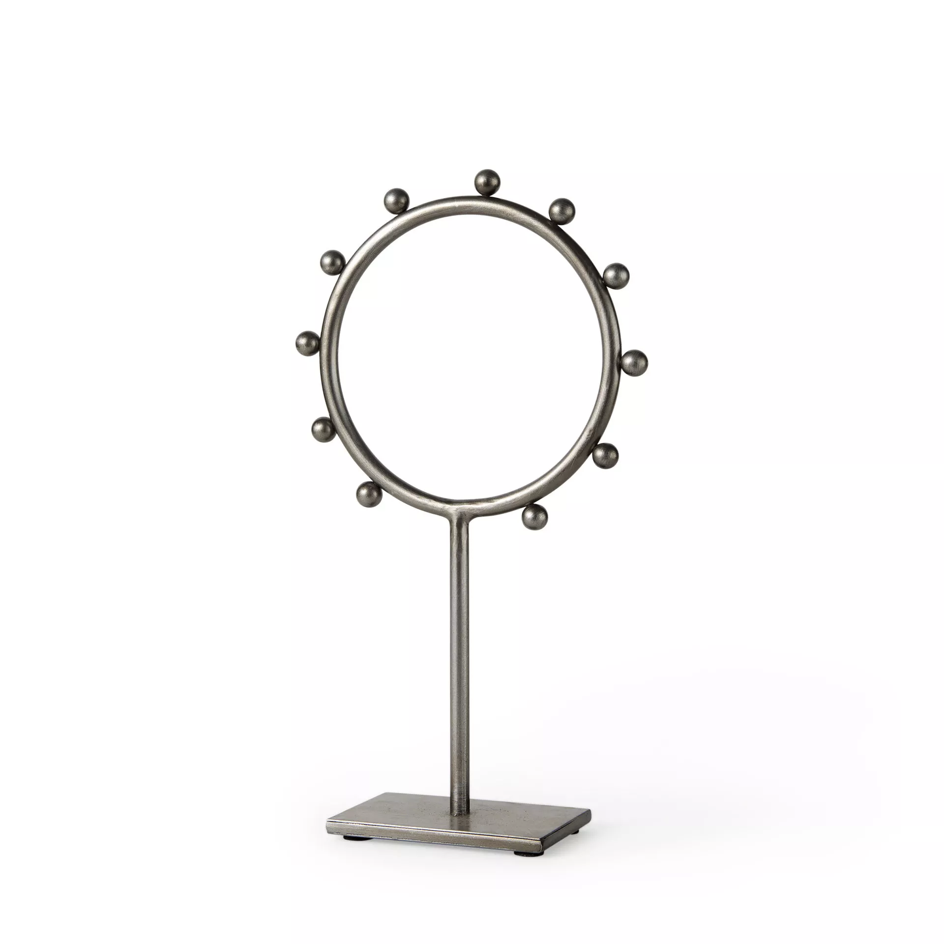HomeRoots 13" Gray Metal Circle Tabletop Sculpture