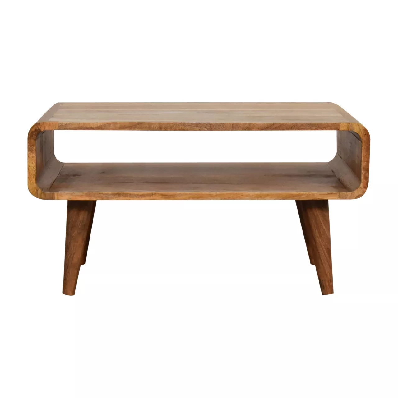 HomeRoots 26" Brown Solid Wood Open Shelving TV Stand