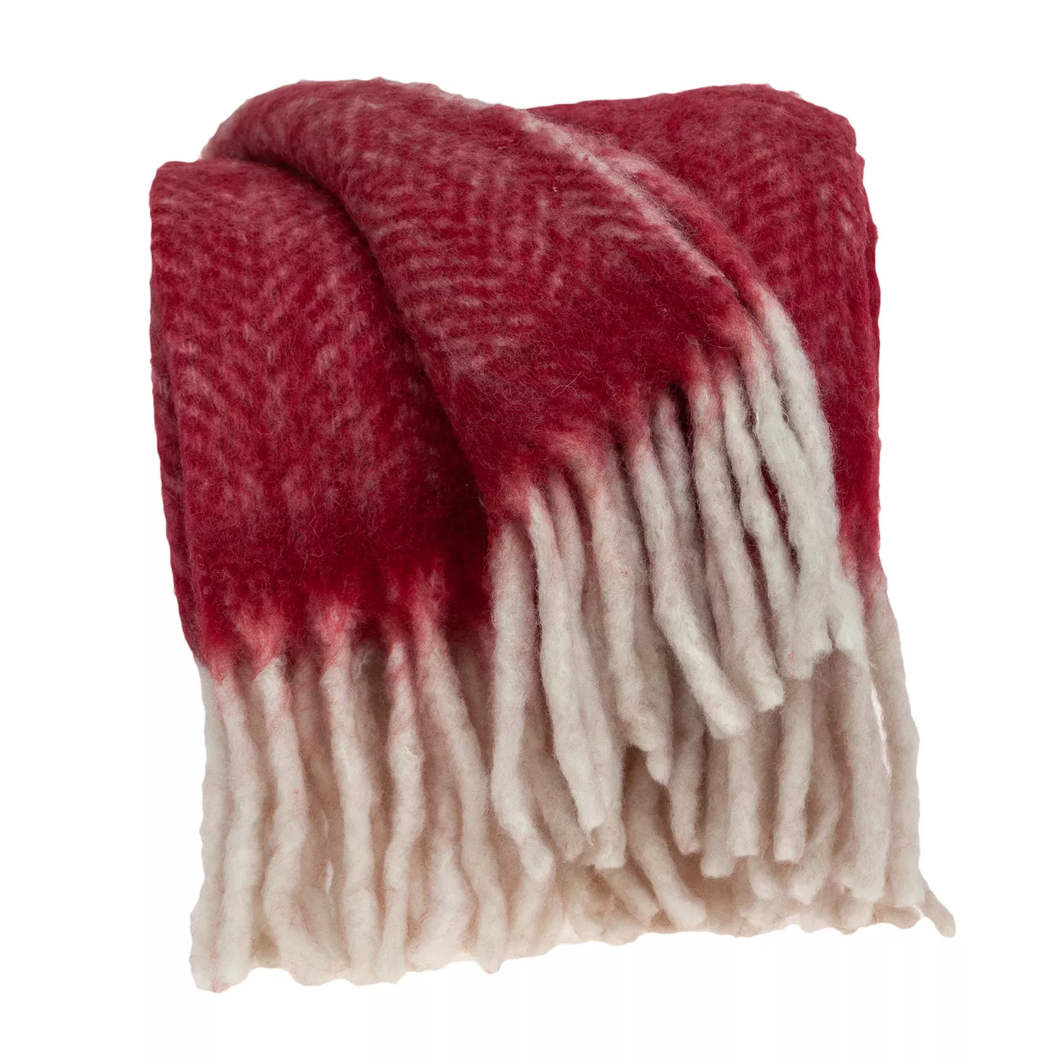 HomeRoots Red Woven Acrylic Solid Color Reversable Throw