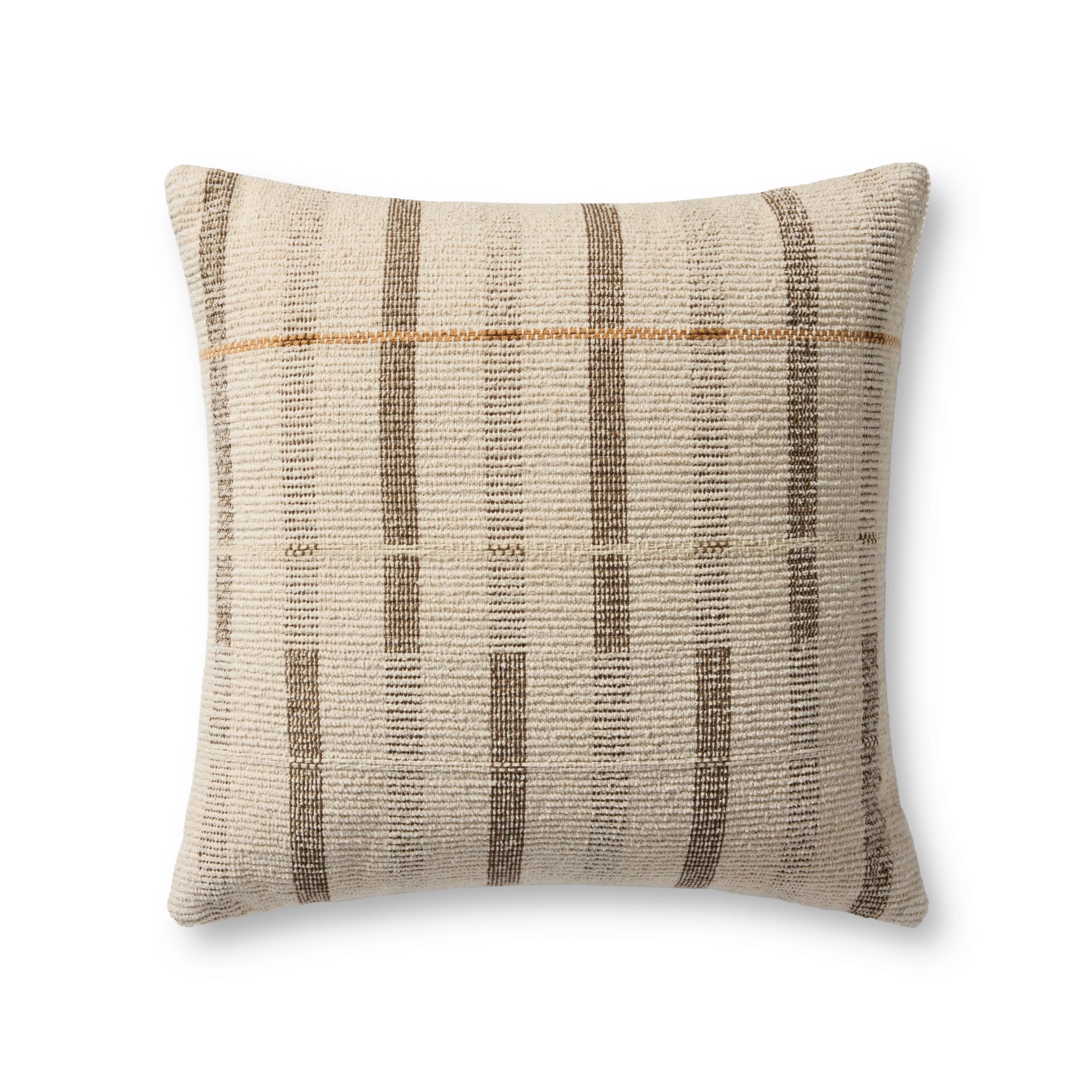 Ivory/Brown 20''x20'' Cover w/Down Pillow