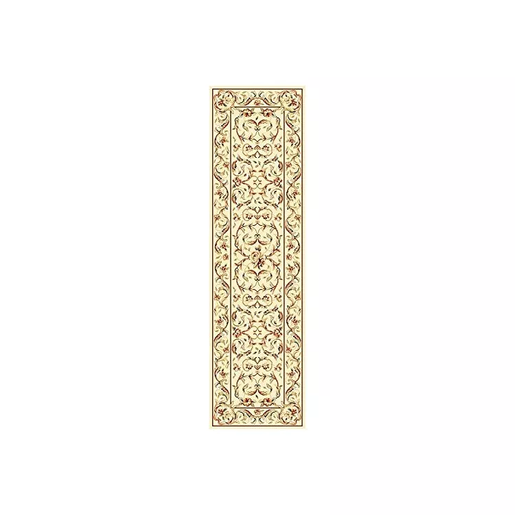 Ivory CShape Polypropylene Traditional Rug Runner 14L x 2'3W