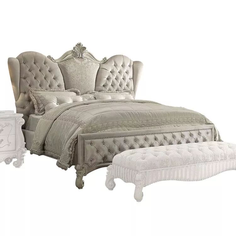 Ivory Velvet & Bone White Vintage Eastern King Bed