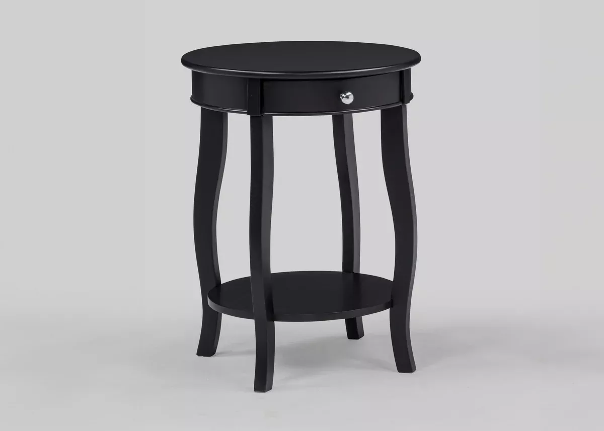 Jacie White or Black Chairside Table with Shelf