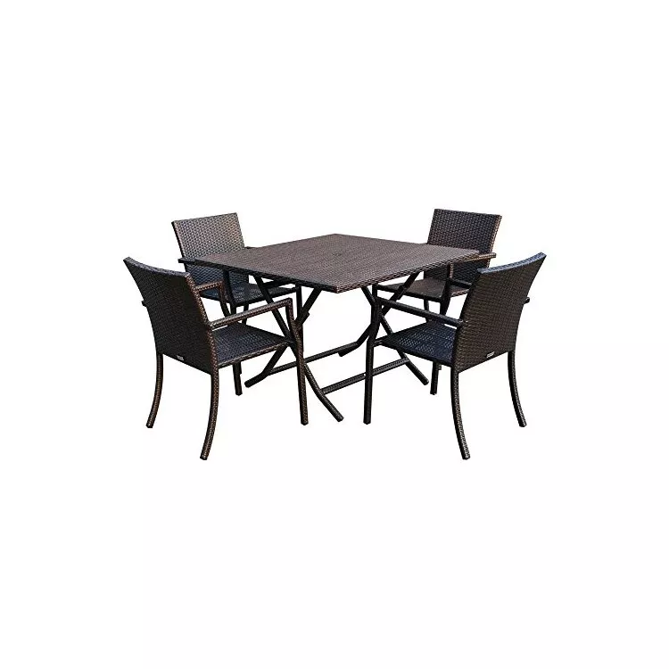 Jeco Patio Dining Set - 5 Chairs & Folding Table