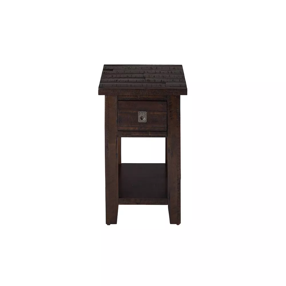 Jofran Kona Grove Distressed Rustic Solid Acacia Chairside End Table with Shelf