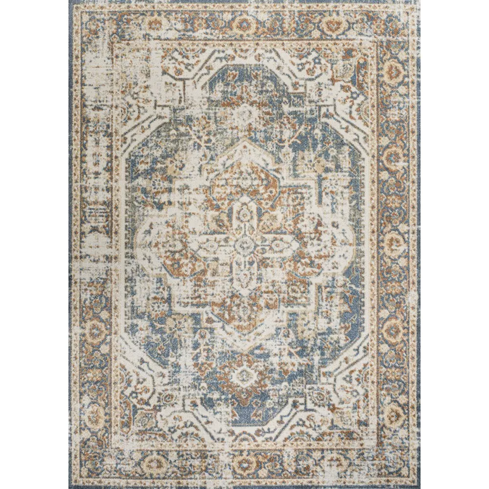 Keesha Bold Distressed Medallion Low-Pile Machine-Washable Area Rug