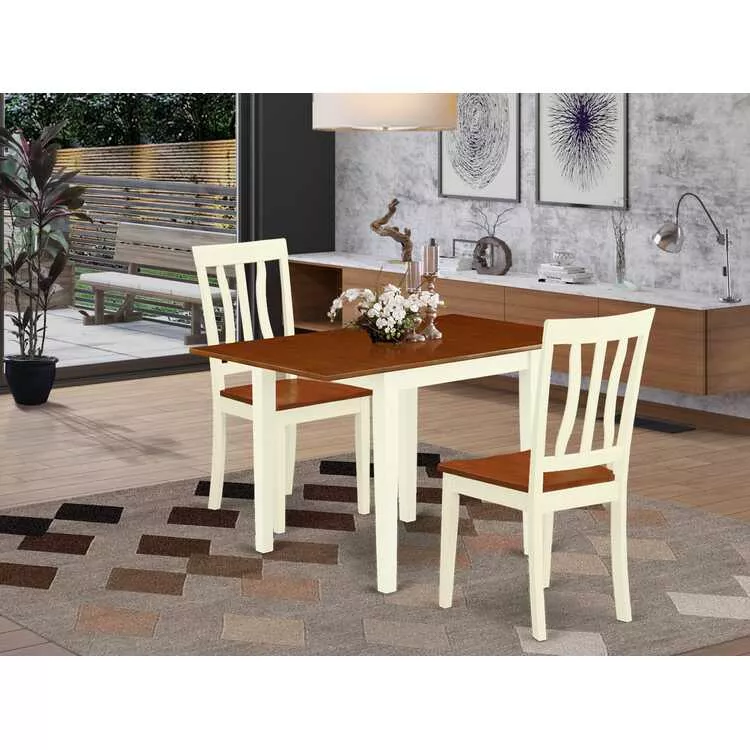 Kitchen Table Set 3-Pc Cherry Finish Wooden