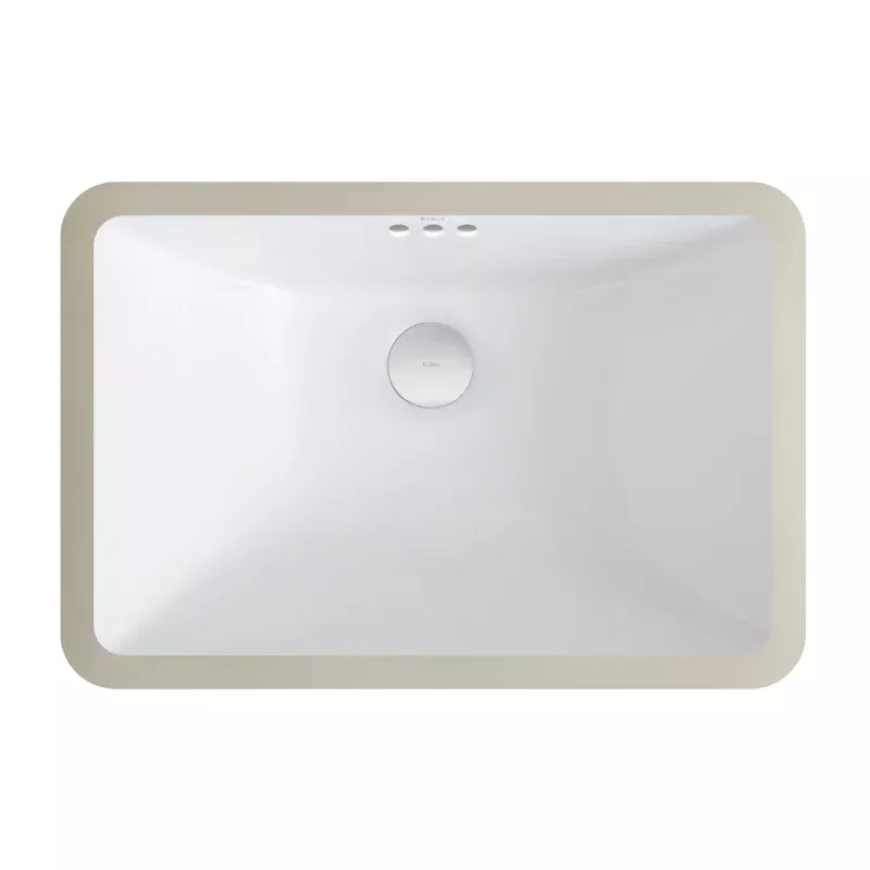 KRAUS Elavo Small Rectangular Ceramic Undermount Bathroom Sink in White with Overflow