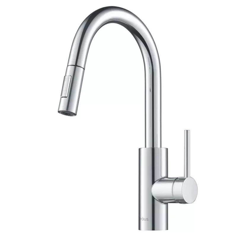 KRAUS Oletto Single Lever Pull Down Kitchen Faucet in Chrome