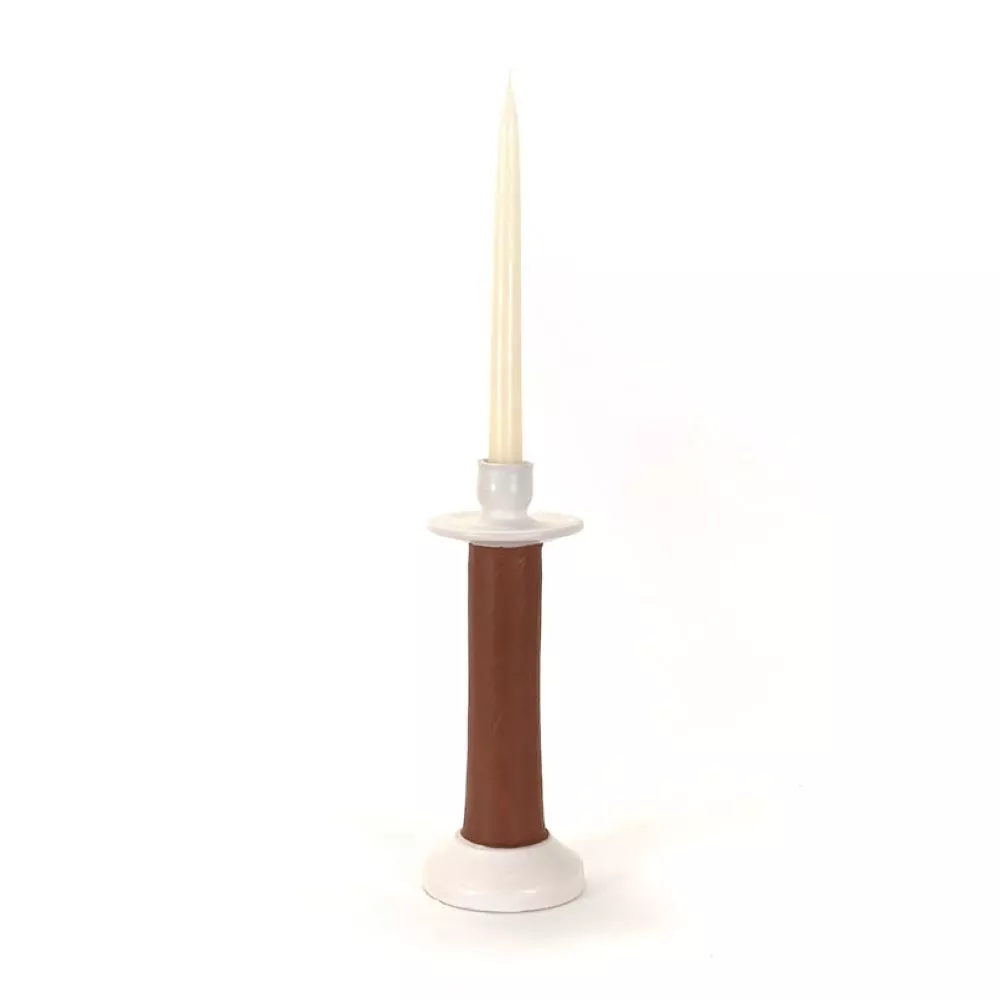 Leather Wrapped Candle Holder