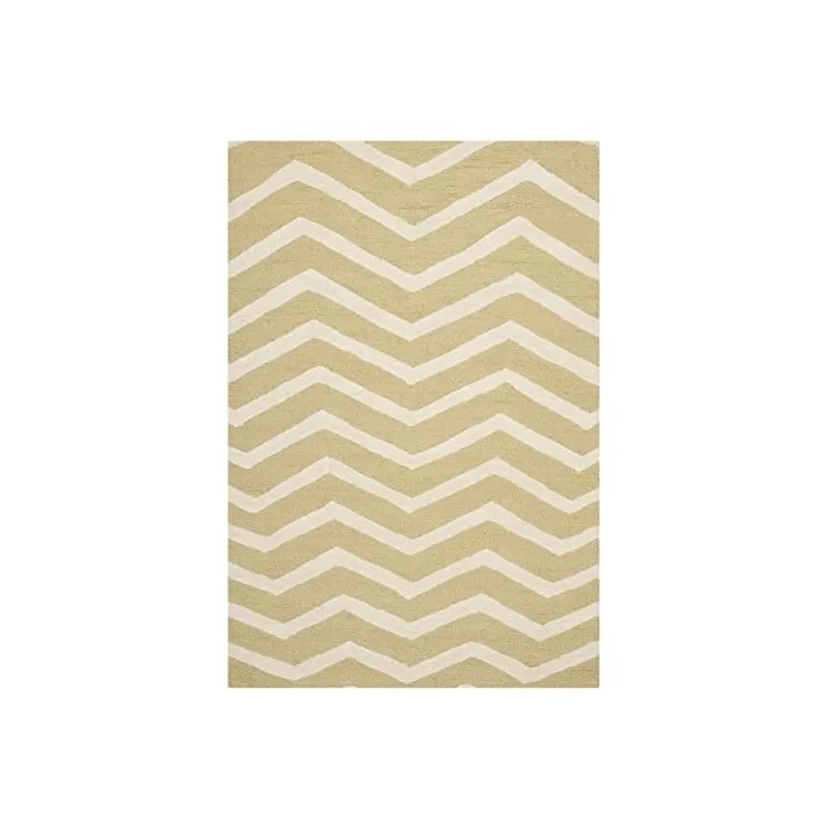 Light Gold/Ivory Contemporary Medium Rectangle Rug 9x6