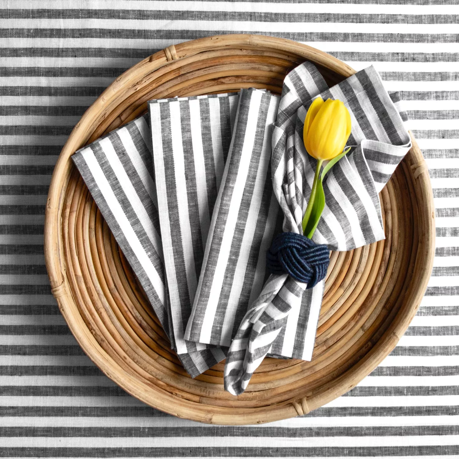 Linen Dinner Napkins - Amalfi Stripe