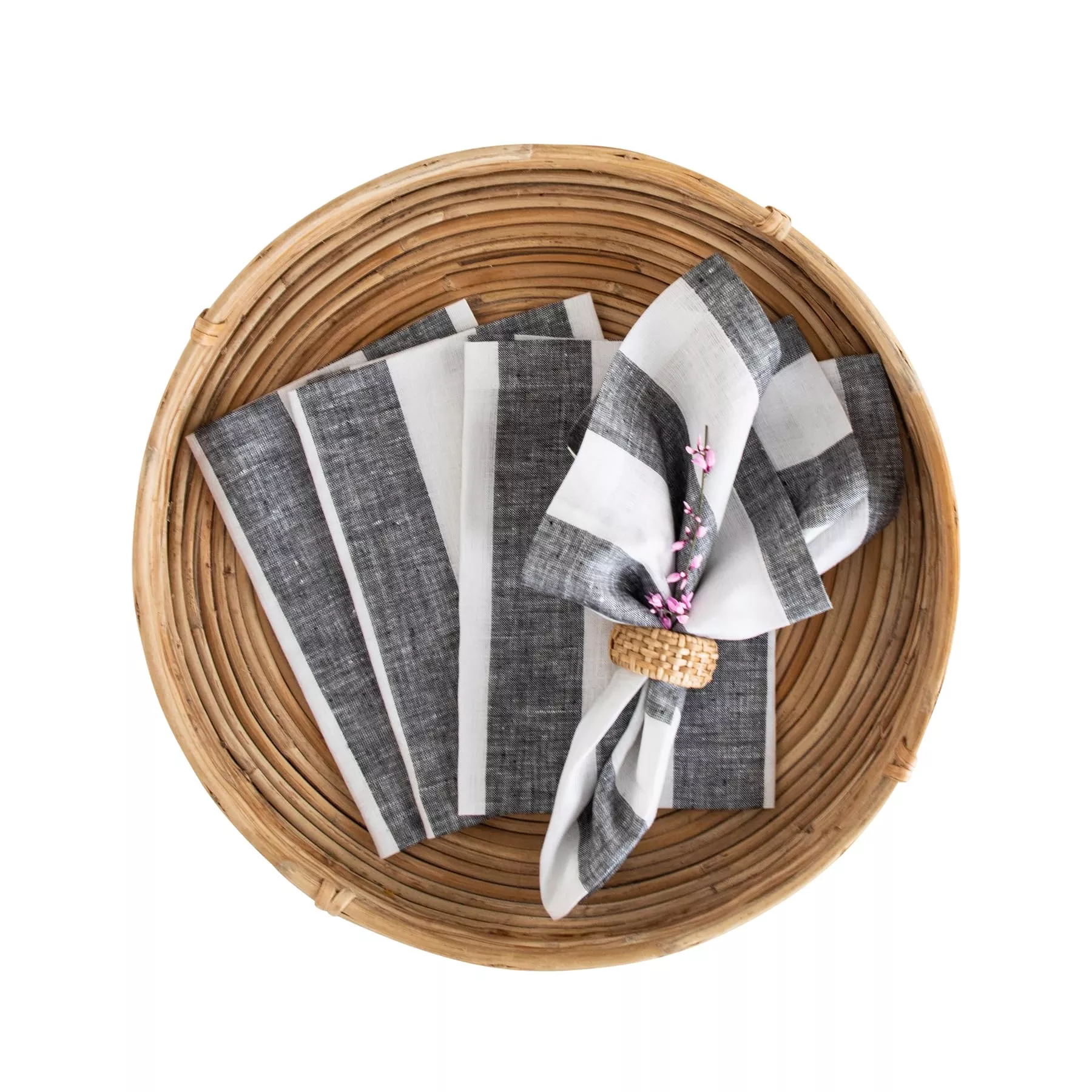 Linen Dinner Napkins - Cabana Stripe