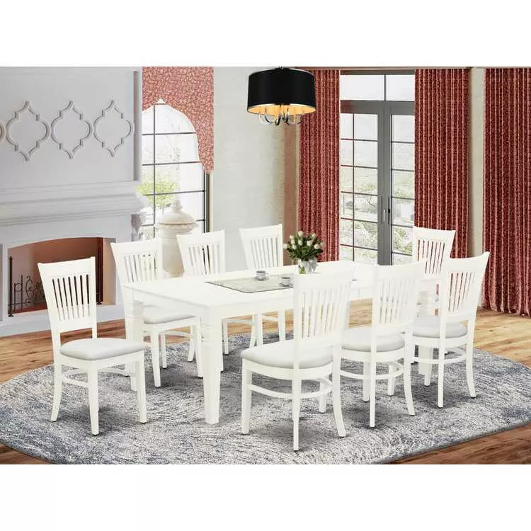 Linen White 9-Piece Dining Set - Table & 8 Chairs