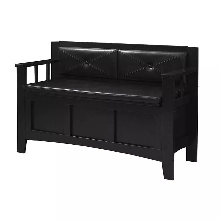 Linon Black Padded Storage Bench - Carlton