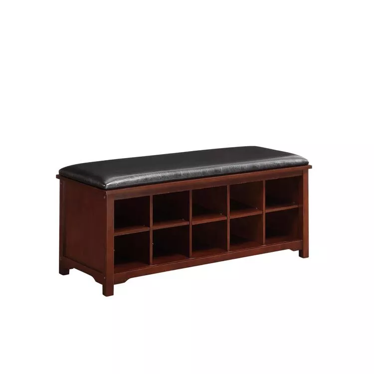 Linon Dark Walnut Storage Bench - Entryway Seating & Organization