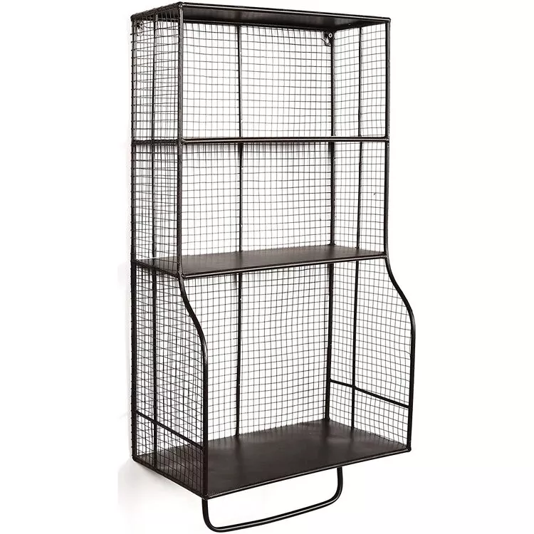 Linon Distressed Wall Storage Cage - Rustic Metal Organizer