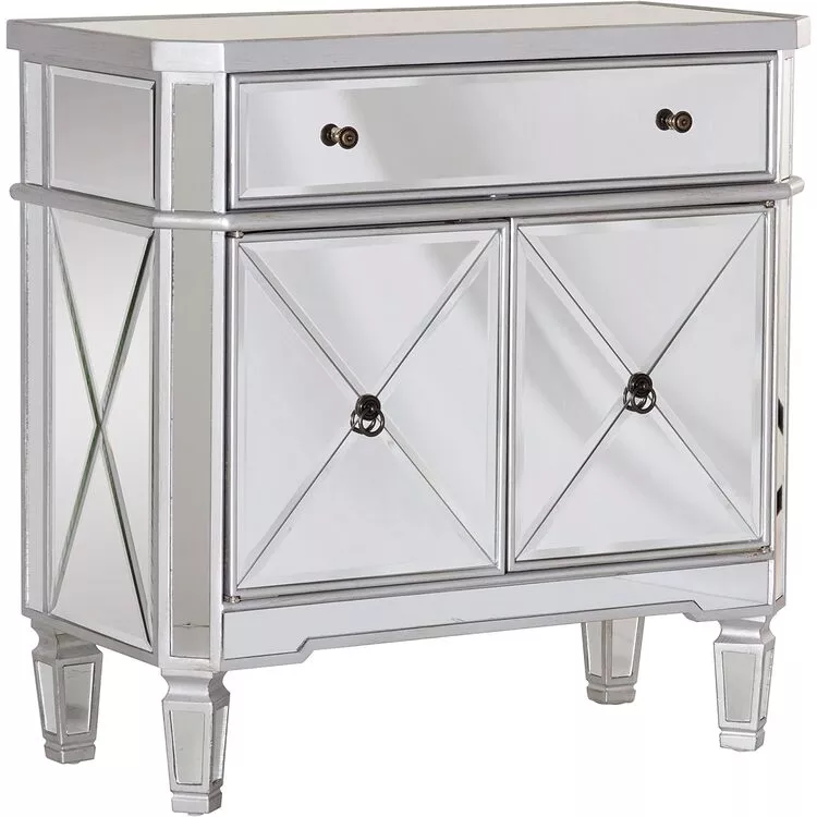 Linon Milan Mirrored 1 Dwr 2 Dr Console