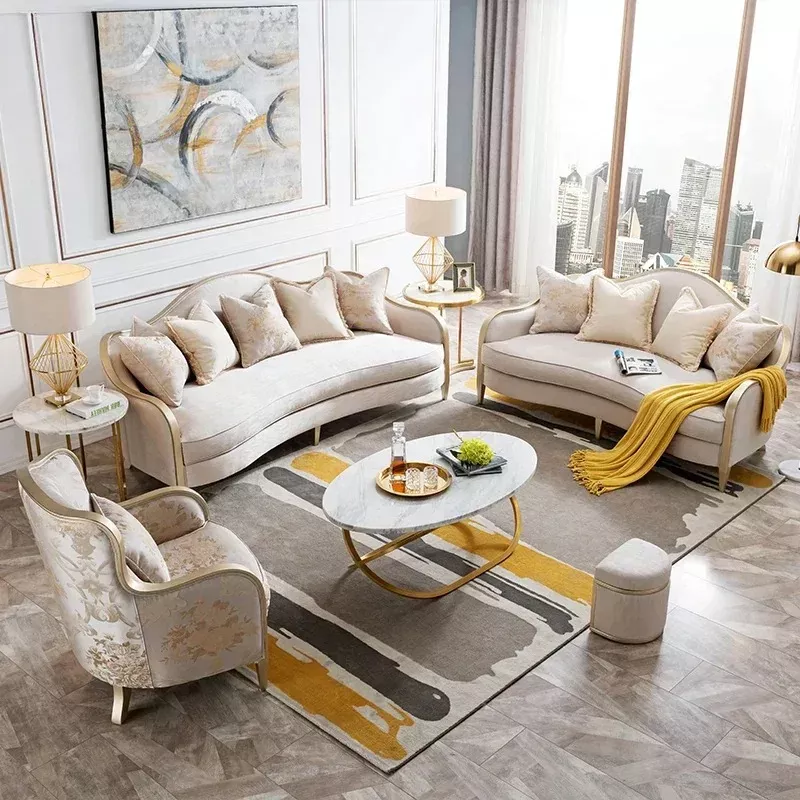 Liville 3 Pieces European Fabric Sofa Set